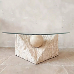 Дизайнерский журнальный стол в виде раковины с жемчужиной под прозрачной столешницей Fahin варинант исполнения - 2 | Loft Concept в Москве