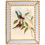 Постер с изображением птиц и цветов в зеркальной раме Blooming Birds Poster варинант исполнения - 3 | Loft Concept в Москве
