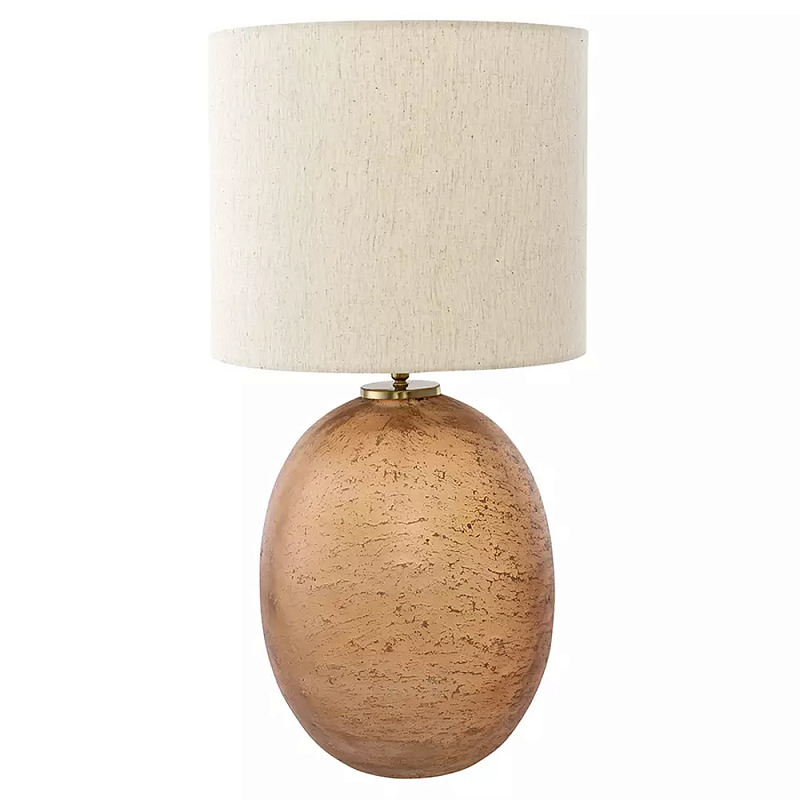 Настольная лампа с тканевым бежевым абажуром на овальном основании Beige Lampshade on Oval Base Бежевый в Москве | Loft Concept 