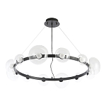 Люстра подвесная круглая с 12-ю прозрачными куполообразными плафонами и черным металлическим основанием Flos Wireline Lighting варинант исполнения - 2 | Loft Concept в Москве