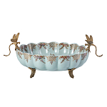 Чаша из голубого фарфора на бронзовых ножках с рисунком цветов и фигурками стрекоз Blue Garden варинант исполнения - 1 | Loft Concept в Москве