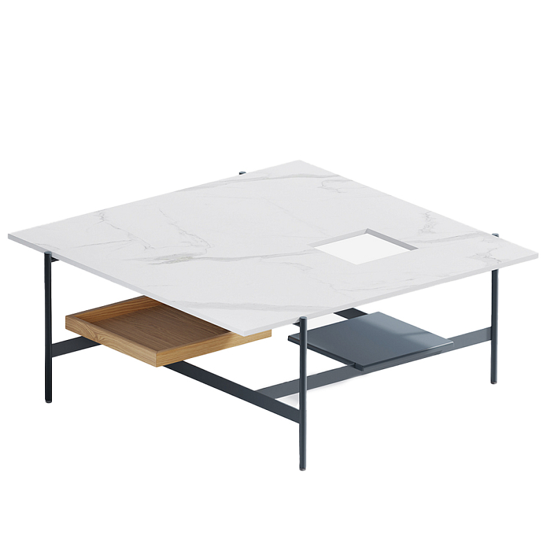 Karat журнальный столик с съемным подносом Графит Белый Мрамор Bianco в Москве | Loft Concept 