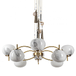 Люстра подвесная с 8-ю шарообразными плафонами из белого стекла с подвесками из камня и кисточками Agatelle варинант исполнения - 1 | Loft Concept в Москве
