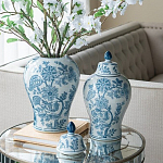 Ваза с крышкой и голубым цветочным рисунком на белом фоне Blue & White Ornament варинант исполнения - 5 | Loft Concept в Москве