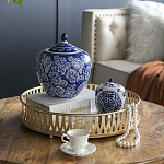 Ваза округлой формы с синей росписью и цветочным узором Blue & White Ornament варинант исполнения - 7 | Loft Concept в Москве