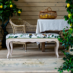 Банкетка из натурального бука золотистая с изображением птиц и цветов Blooming Birds варинант исполнения - 4 | Loft Concept в Москве