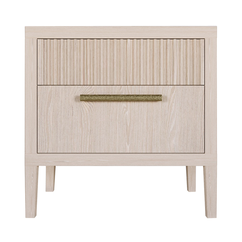 Прикроватная Тумбочка Primo с двумя ящиками Светлый дуб Древесина Золотой в Москве | Loft Concept 