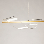 Люстра линейная золотистого цвета с двумя прозрачными волнистыми элементами Wave Line варинант исполнения - 4 | Loft Concept в Москве