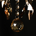 Люстра подвесная круглая с тканевым полупрозрачным абажуром и подвесками 4 лампы Gilded Elegance варинант исполнения - 7 | Loft Concept в Москве