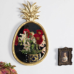 Зеркало овальной формы с золотистой рамкой и декоративной верхушкой в виде ананаса Pineapple Shine  варинант исполнения - 2 | Loft Concept в Москве