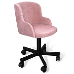 Стул с мягкой розовой обивкой из велюра и подъемно-поворотным механизмом на черных колесиках Harper Pink варинант исполнения - 1 | Loft Concept в Москве