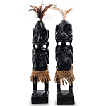 Комплект из 2-х деревянных статуэток Asmat Statuettes Black варинант исполнения - 1 | Loft Concept в Москве