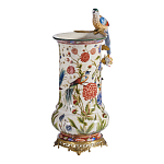 Ваза фарфоровая с птицей на бронзовой ветке и цветочной росписью Garden of Eden варинант исполнения - 2 | Loft Concept в Москве