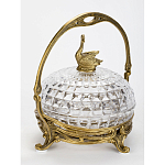 Конфетница из прозрачного рельефного стекла с ручкой и фигуркой лебедя Eden Garden варинант исполнения - 3 | Loft Concept в Москве