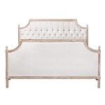 Кровать двуспальная светло-бежевая с основанием из массива дуба с мягким изголовьем Flax Beds варинант исполнения - 1 | Loft Concept в Москве