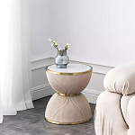 Дизайнерский журнальный стол фактурный с круглой белой столешницей Luler варинант исполнения - 1 | Loft Concept в Москве