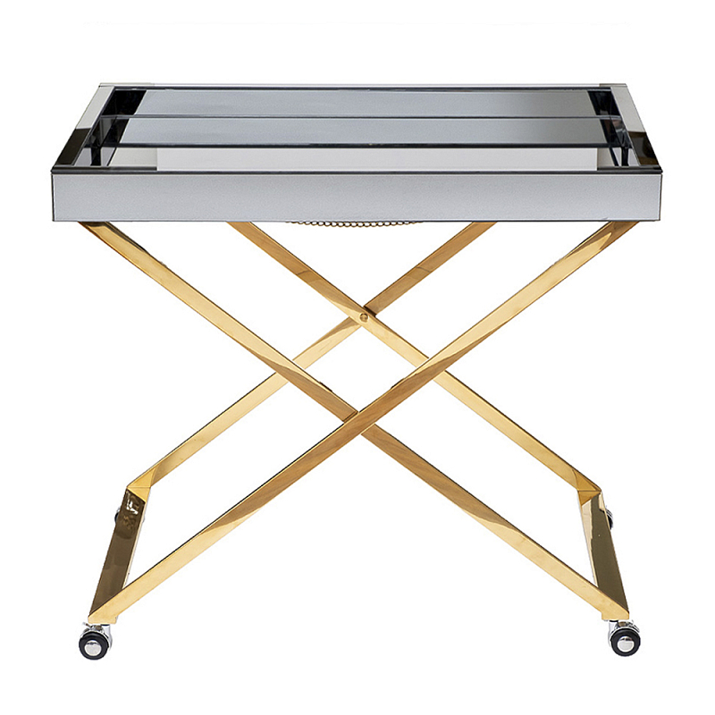 Стол сервировочный с зеркальной столешницей Splendid Serving Table Золотой Хром в Москве | Loft Concept 