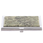 Визитница карманная металлическая с накладкой из натурального камня Апатит Stone Business Card Holders варинант исполнения - 1 | Loft Concept в Москве