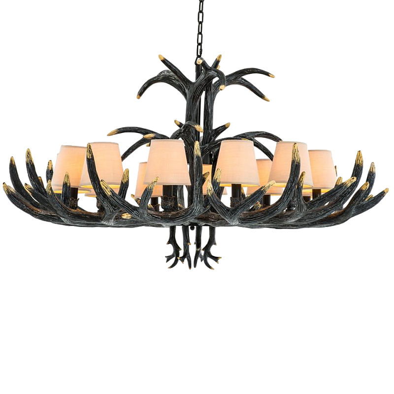 Люстра Eichholtz Chandelier Horn XL Черный Кремовый в Москве | Loft Concept 