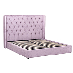 Кровать двуспальная фиолетовая с основанием из массива дерева с мягким изголовьем Velour Beds варинант исполнения - 1 | Loft Concept в Москве