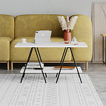 Стол журнальный с белой прямоугольной столешницей и полкой ESSEL WHITE варинант исполнения - 1 | Loft Concept в Москве