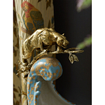 Чаша голубого цвета с оранментом и и бронзовыми фигурами леопардов Eden Garden варинант исполнения - 7 | Loft Concept в Москве