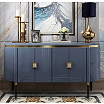 Дизайнерский комод синий глянцевый с золотыми ручками на 4-х дверцах Martin варинант исполнения - 2 | Loft Concept в Москве