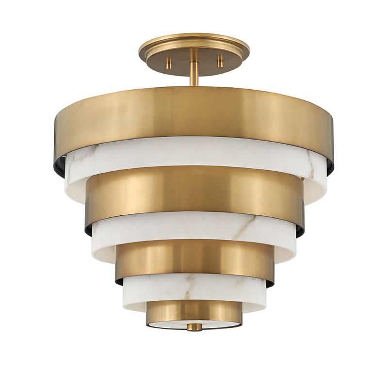 Потолочный светильник многоярусный с чередованием латунных и белых колец Hinkley  Латунь Белый в Москве | Loft Concept 