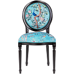 Стул из массива бука бирюзовый с изображением птиц в саду Turquoise Chinoiserie Blue Bird Chair варинант исполнения - 1 | Loft Concept в Москве