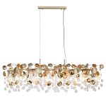 Люстра линейная с подвесками в форме монеток и золотистыми круглыми элементами из металла в виде лепестков FAIRYTREE Light варинант исполнения - 3 | Loft Concept в Москве