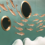 Обои с вышивкой ручной работы Deco Fish Original colourway варинант исполнения - 3 | Loft Concept в Москве