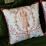 Декоративная подушка бежевая с растительным орнаментом Raffael Angel Beige Red Cushion варинант исполнения - 2 | Loft Concept в Москве