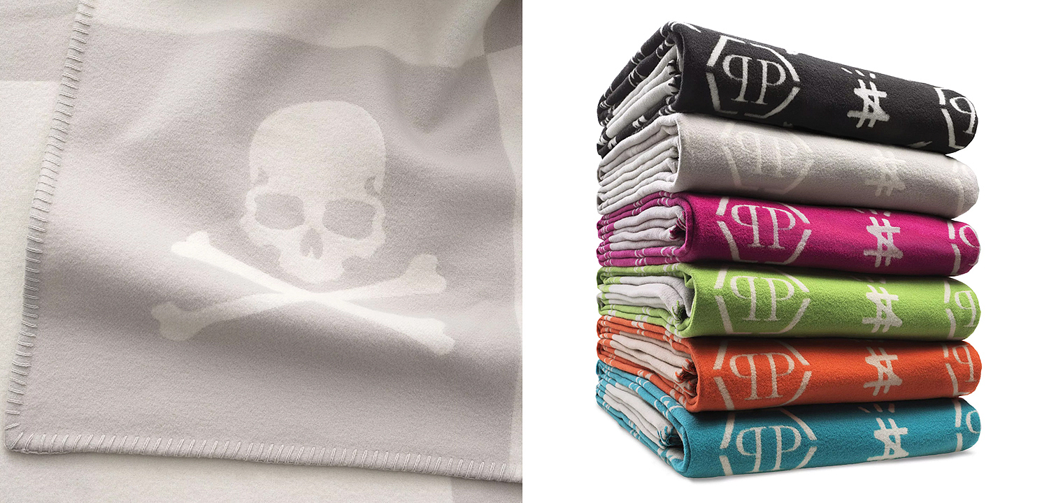Плед Philipp Plein Plaid Cashmere Skull Grey Плед Philipp Plein Plaid Cashmere Skull Grey - Loft-Concept в Москве