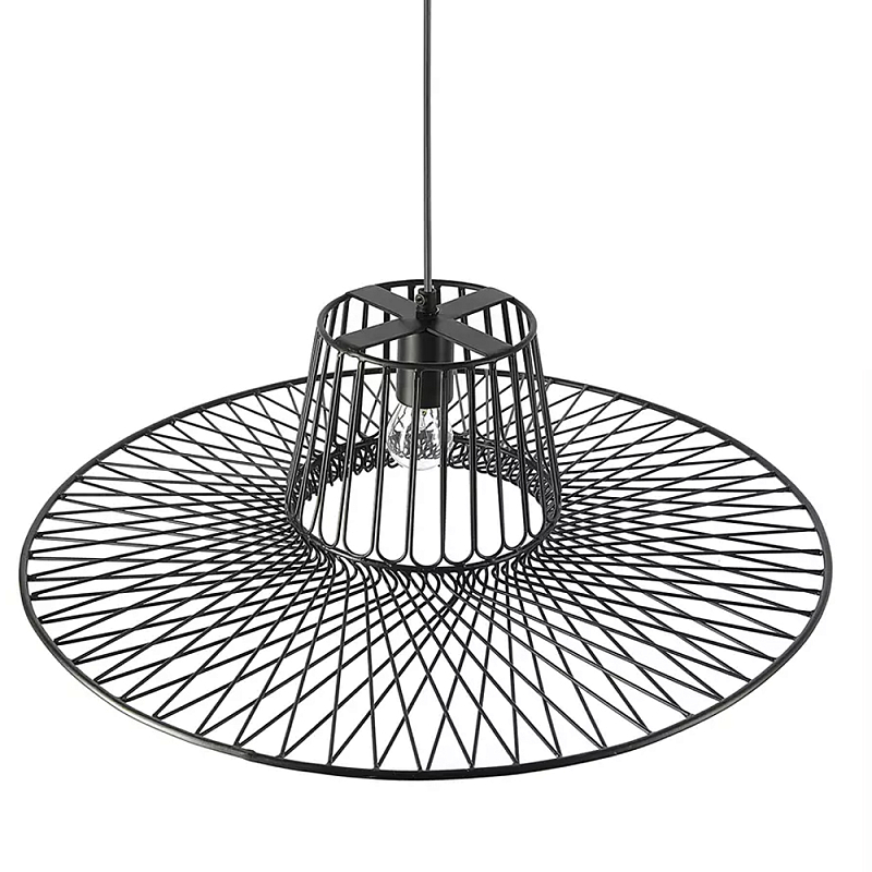 Подвесной светильник с плафоном из металлической сетки Lamp with Metal Mesh Shade Черный в Москве | Loft Concept 