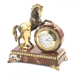 Часы настольные бронзовые с декором в виде коня Horse Stone Clock варинант исполнения - 2 | Loft Concept в Москве