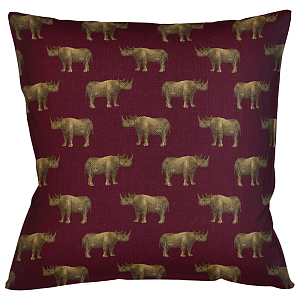 Декоративная подушка с узором из носорогов Home Safari Red
