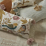 Чехол на подушку с кисточками и вышивкой птиц Ethnic mix Birds Rect варинант исполнения - 6 | Loft Concept в Москве