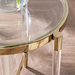 Золотой приставной столик с круглой стеклянной столешницей Weightless Table варинант исполнения - 7 | Loft Concept в Москве