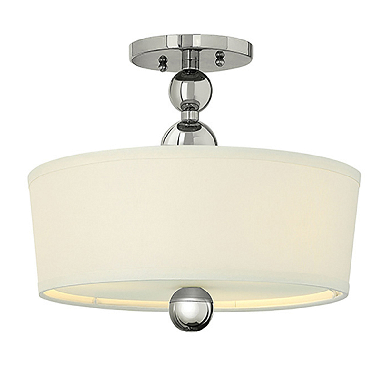 Потолочный светильник с белым цилиндрическим плафоном и шарообразными деталями Hinkley Никель Бежевый в Москве | Loft Concept 