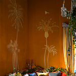 Обои с вышивкой ручной работы Deco Palms Original colourway on velvet 2 варинант исполнения - 1 | Loft Concept в Москве