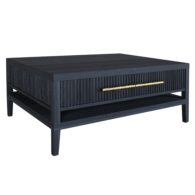 Кофейный стол Primo с двумя ящиками Черный дуб Черный матовый Золотой в Москве | Loft Concept 