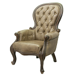 Кресло кожаное с мягкими подлокотниками на 4-х деревянных ножках Evelyn Classical Armchair варинант исполнения - 3 | Loft Concept в Москве