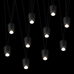 Подвесной светильник черными плафонами на длинных пересекающихся тросах Construction варинант исполнения - 10 | Loft Concept в Москве