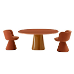 Обеденный стол оранжевый с тонкой столешницей и основанием в виде конуса Viola варинант исполнения - 2 | Loft Concept в Москве