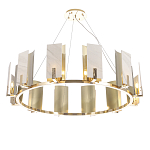 Люстра подвесная круглая с прямоугольными мраморными и золотистыми панелями на металлическом каркасе Диаметр 118 см Marble square Chandelier варинант исполнения - 3 | Loft Concept в Москве