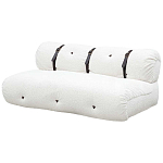 Двухместный диван без подлокотников белый с обивкой букле и ремешками из кожи Blaise Boucle Sofa варинант исполнения - 2 | Loft Concept в Москве