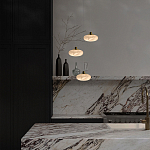 Подвесной светильник с плафоном в виде эллипса из белого алебастра Cryptocrystalline Stone варинант исполнения - 6 | Loft Concept в Москве