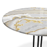 Стол журнальный с круглой столешницей из стекла Gray and Gold Marble варинант исполнения - 3 | Loft Concept в Москве