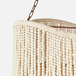 Трехъярусная люстра с подвесками из круглых деревянных бусин белая White Beads Three-tier Chandelier  варинант исполнения - 3 | Loft Concept в Москве