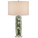 Настольная лампа керамическая с кремовым абажуром Scenic Column варинант исполнения - 4 | Loft Concept в Москве